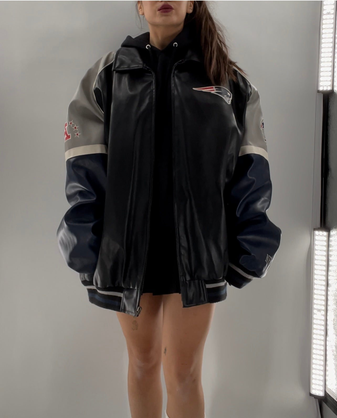 Patriots Leather Logo Bomber (XXL)