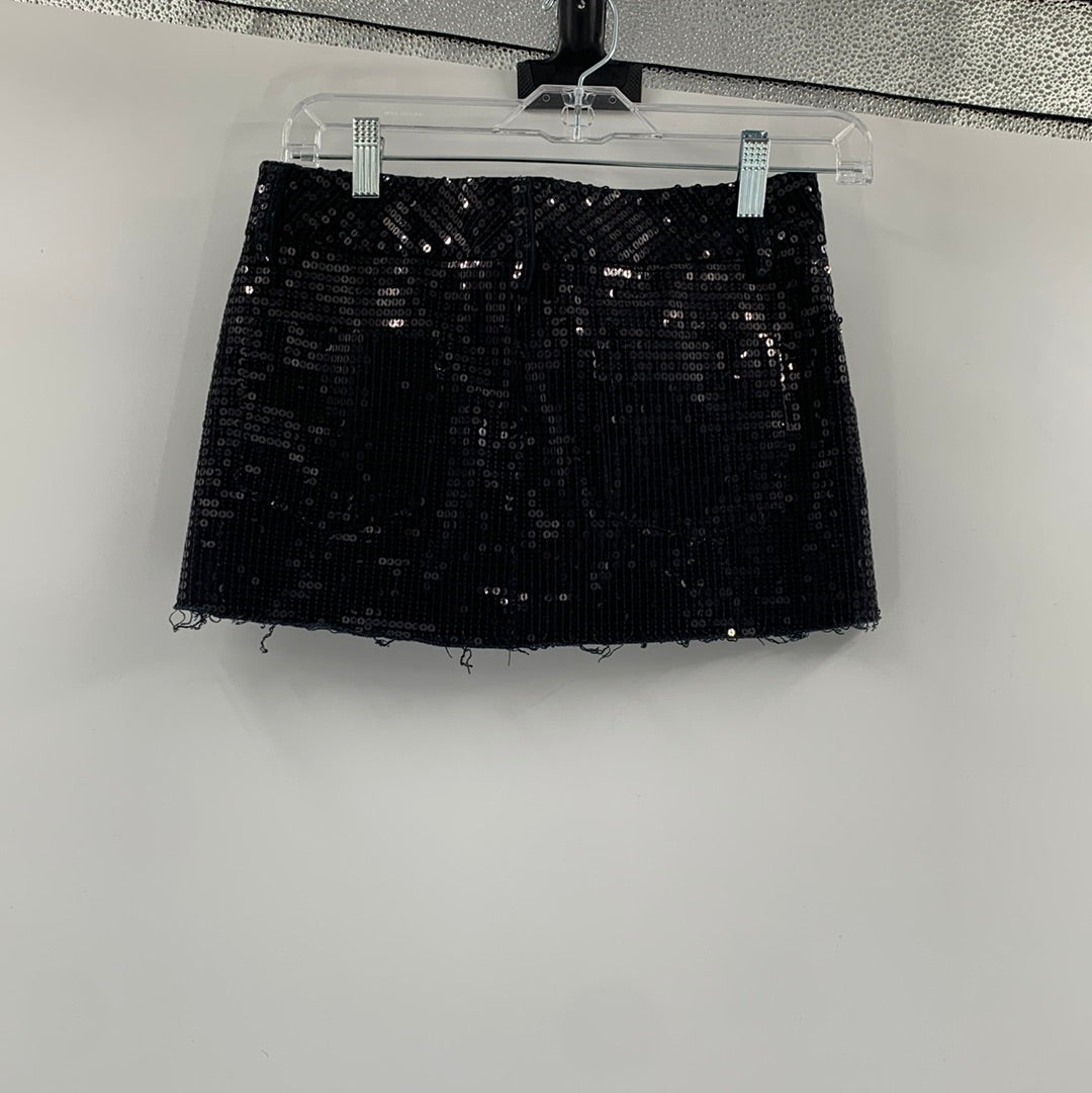 Vintage Black Sequin Mini Skirt (XS)