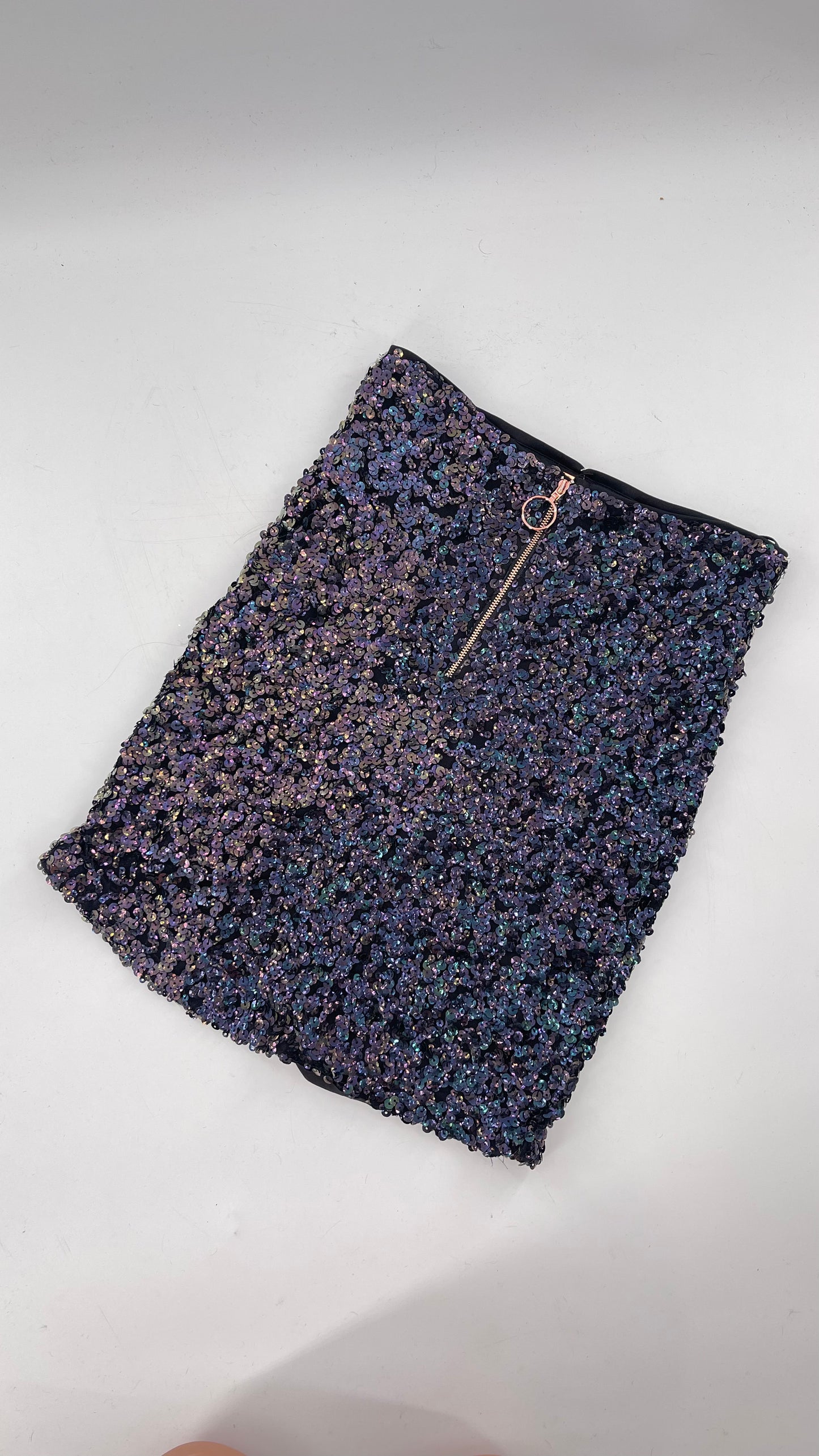 Free People Navy/Indigo Iridescent Sequin Skirt (XS)