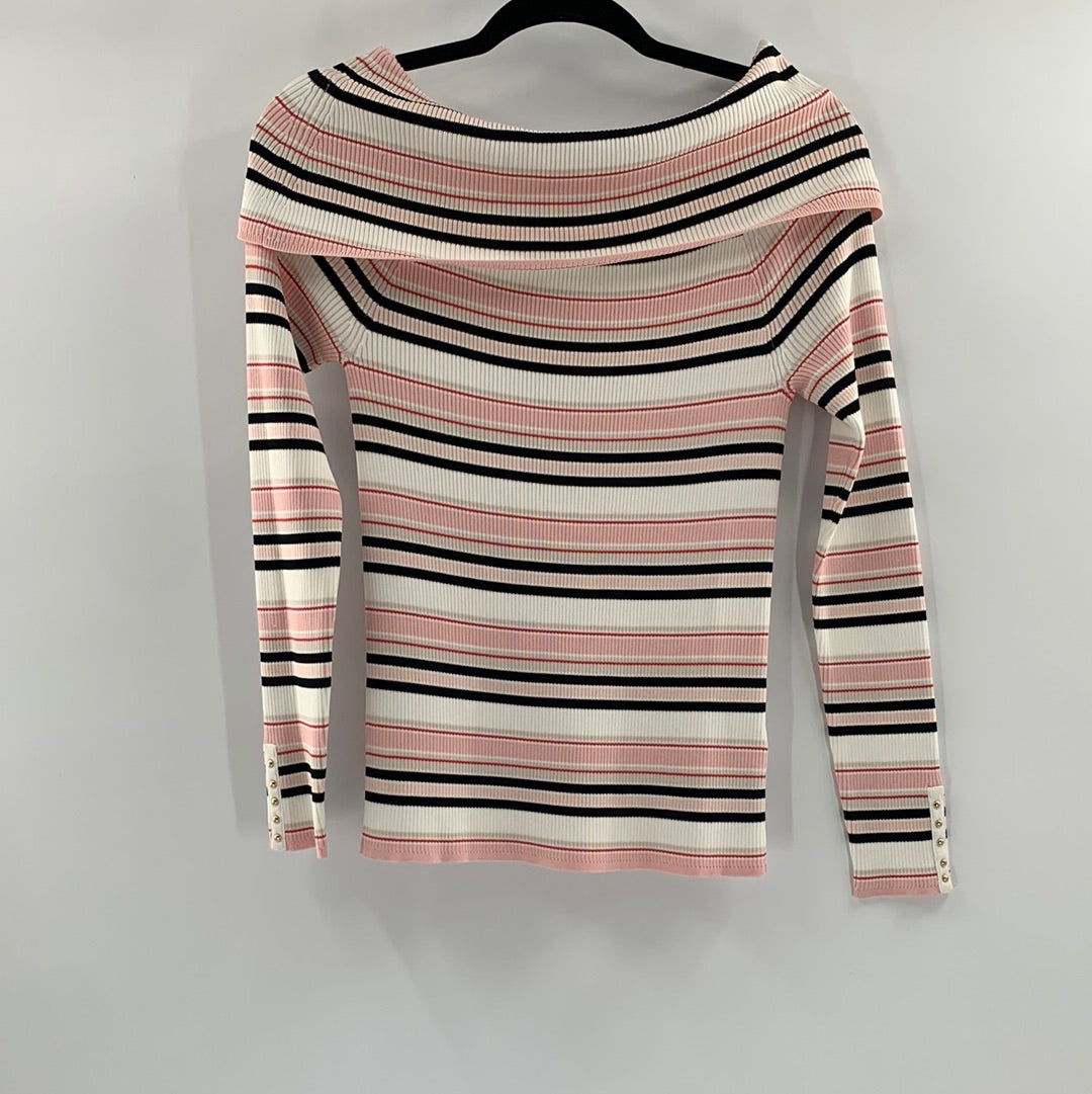 White house black market Striped Knit off the shoulder (S)