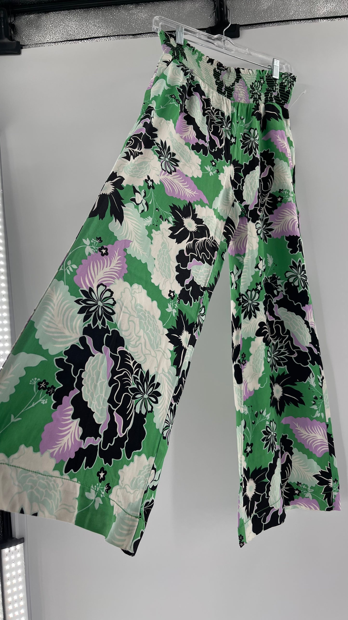 Maeve Anthropologie Kelly Green Floral Wide Legs (XS)