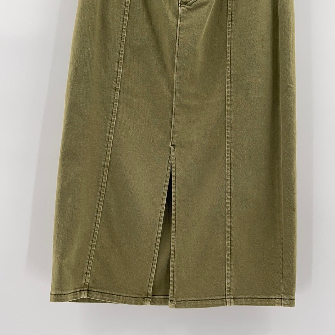 Free People - Light Olive Green - Vented / Front Slit - High Waisted Denim Skirt (Size 25 )