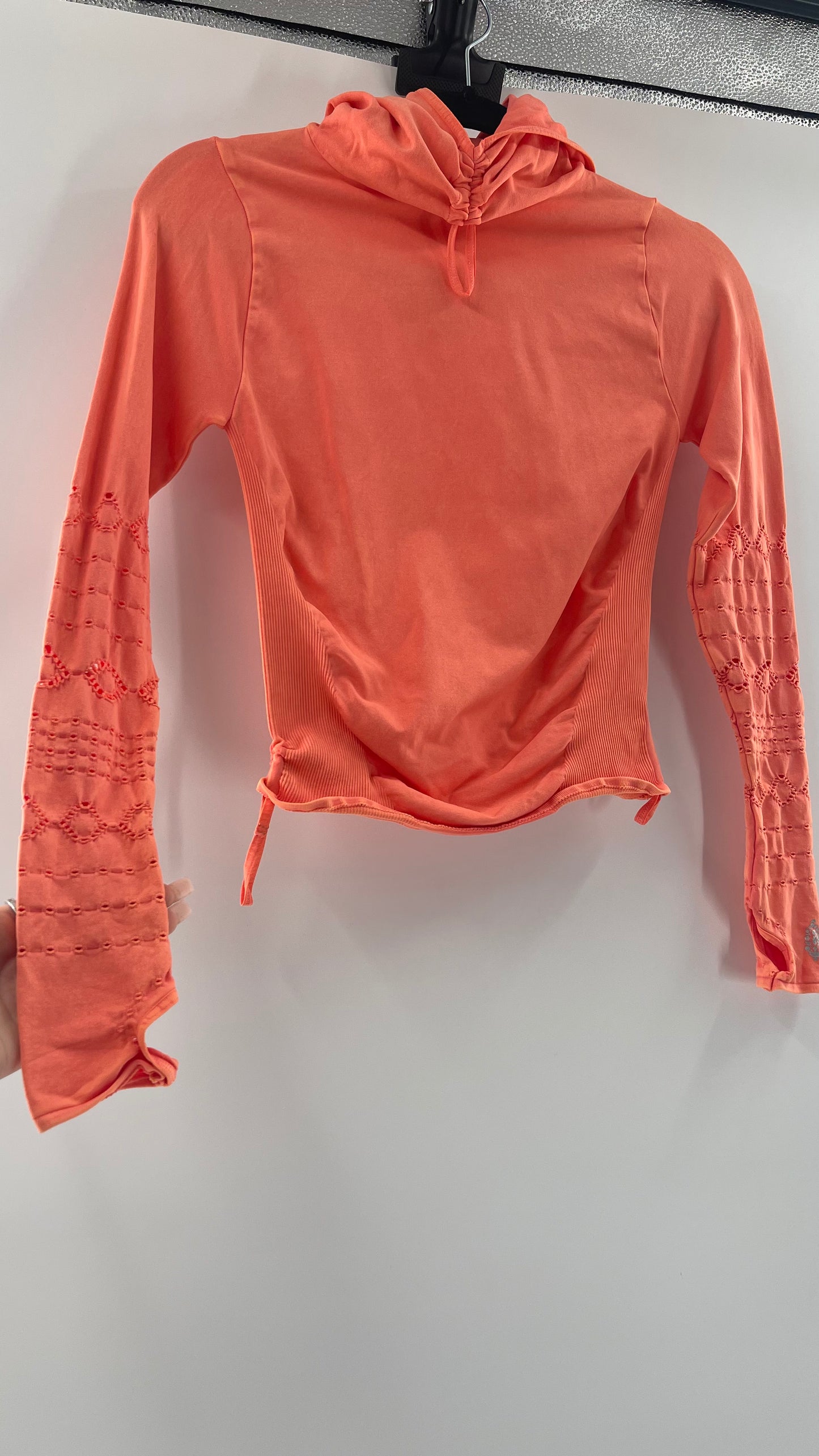 Free People MovementGood Karma Neon Orange Hooded Long Sleeve (XS/S)