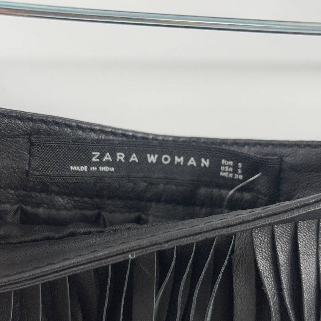 Zara Woman Black Fringe Mini Skirt - (Size 5 USA)