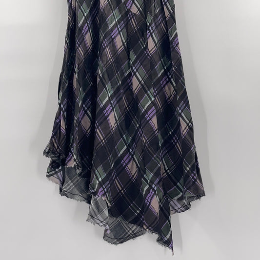 Nation Anthropologie Purple + Green Plaid Skirt (Size Small)