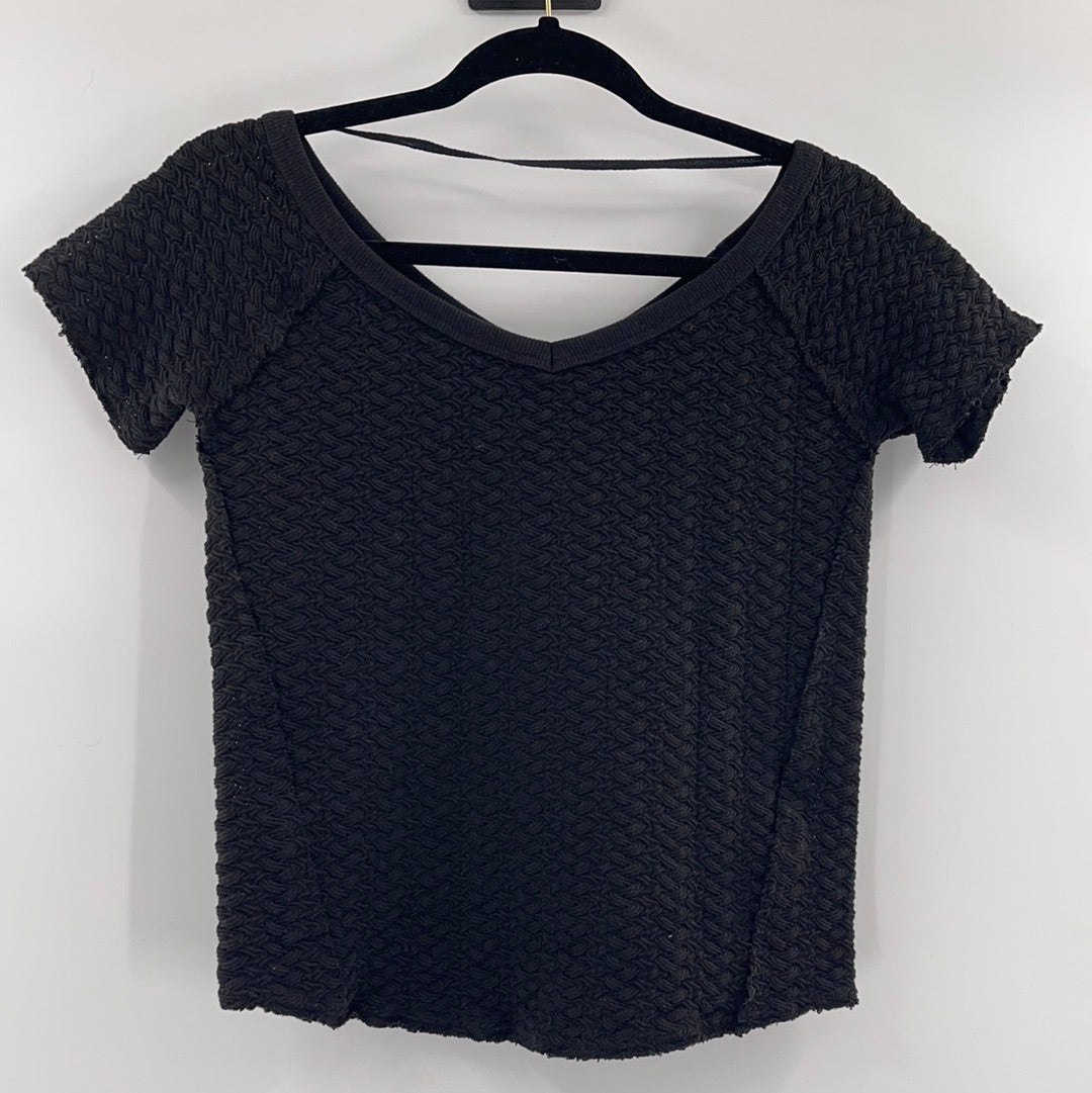 Free People Black Knit T shirt (M)