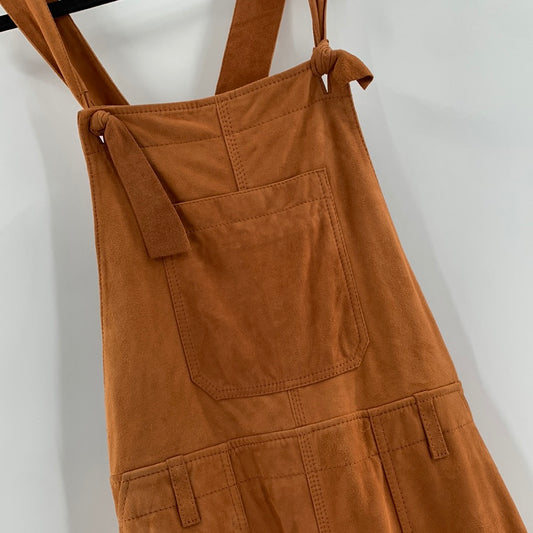 Free People - Genuine Suede Full Length Brown Overall Maxi Dress (Size 10)