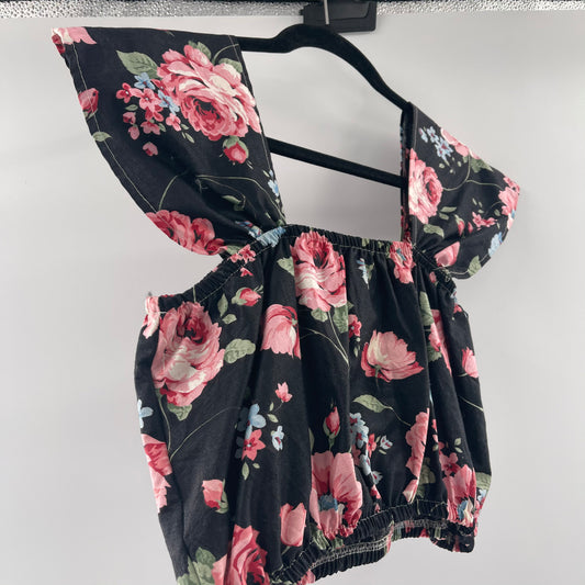 Urban Outfitters Black Floral Crop (M/L)