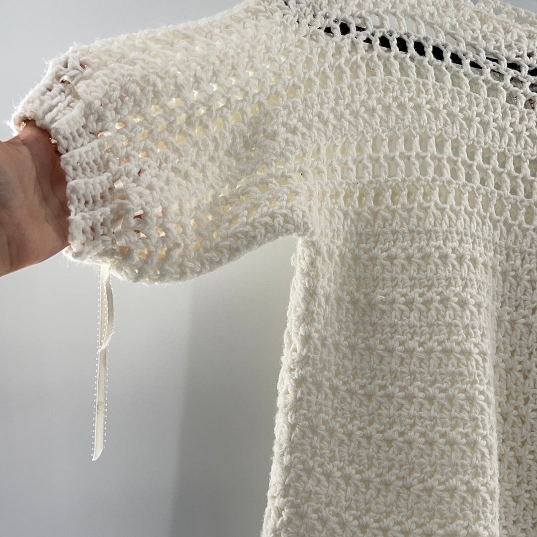 Anthropologie White Crochet Short Sleeve (S/M)