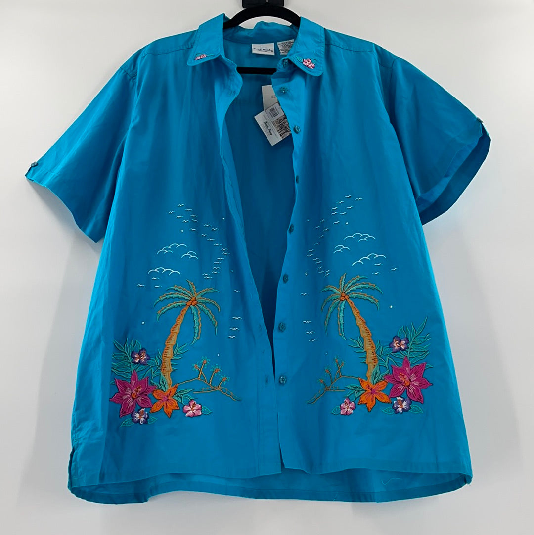 Vintage Embroidered Button Up (XXL)