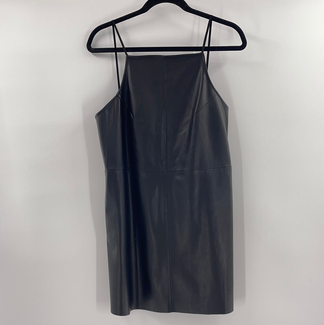 Urban Outfitters Black Vegan Leather Sleeveless Low Back Mini Dress (Size M)