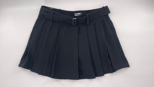 GF FERRE Gianfranco Ferre Black Pleated + Belted Mini Skirt (30/44)