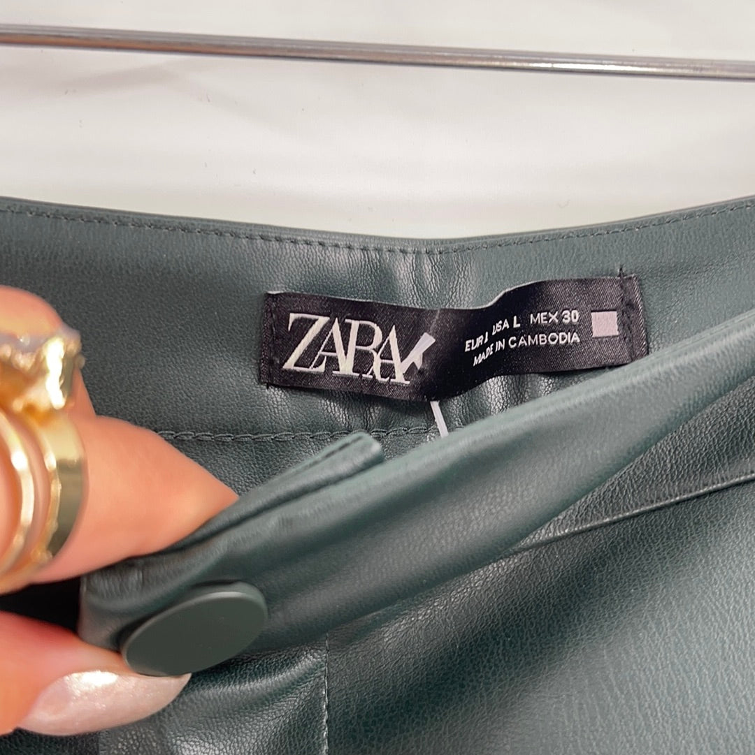 Zara Emerald Green Faux Leather Trouser
