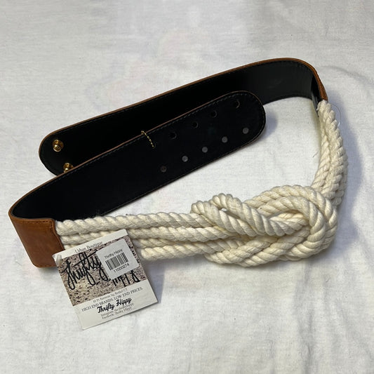 Raina Brown Leather and Rope Belt
