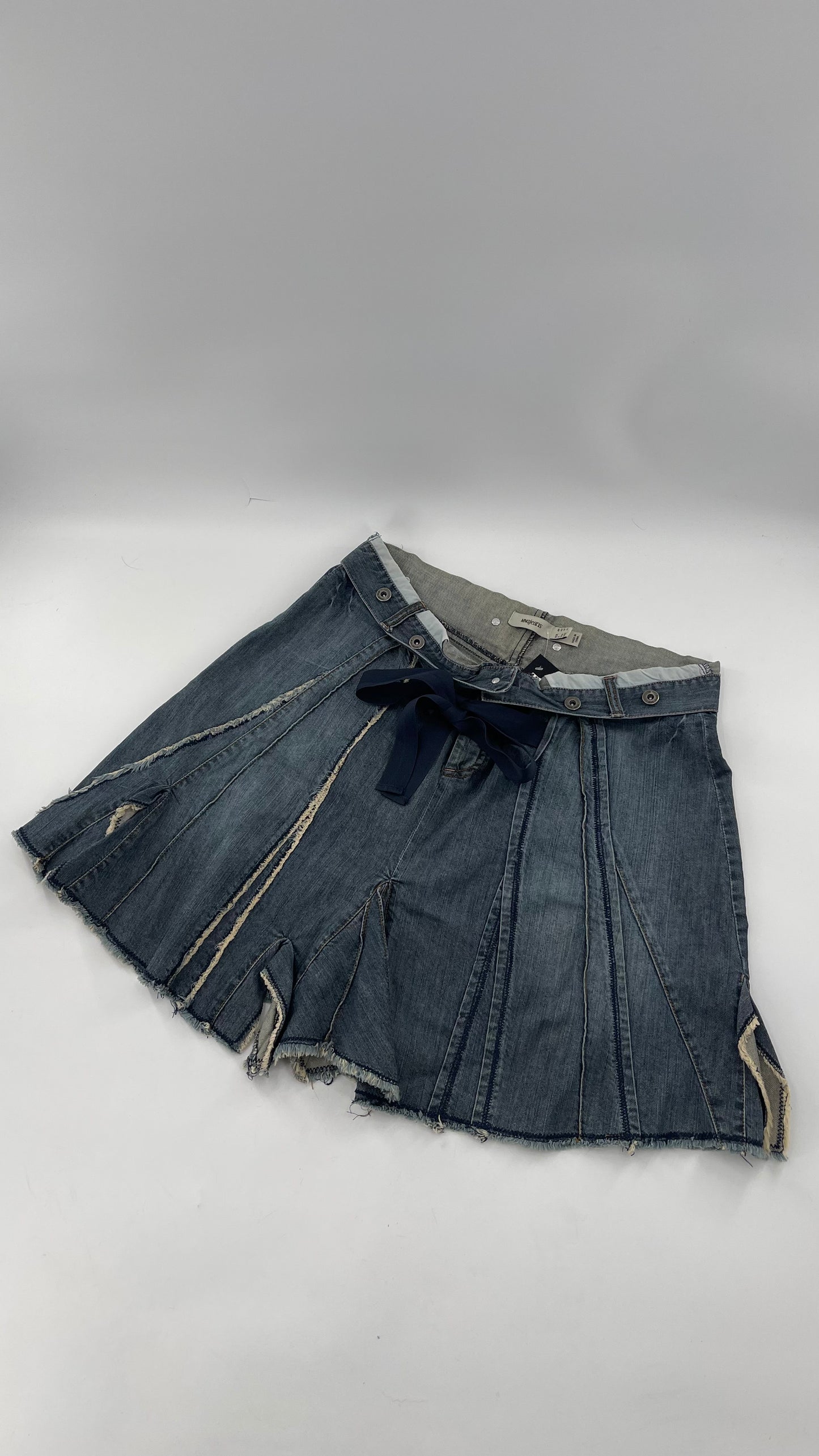 Vintage MNGjeans Pleated Bow Front Denim Skirt (12)