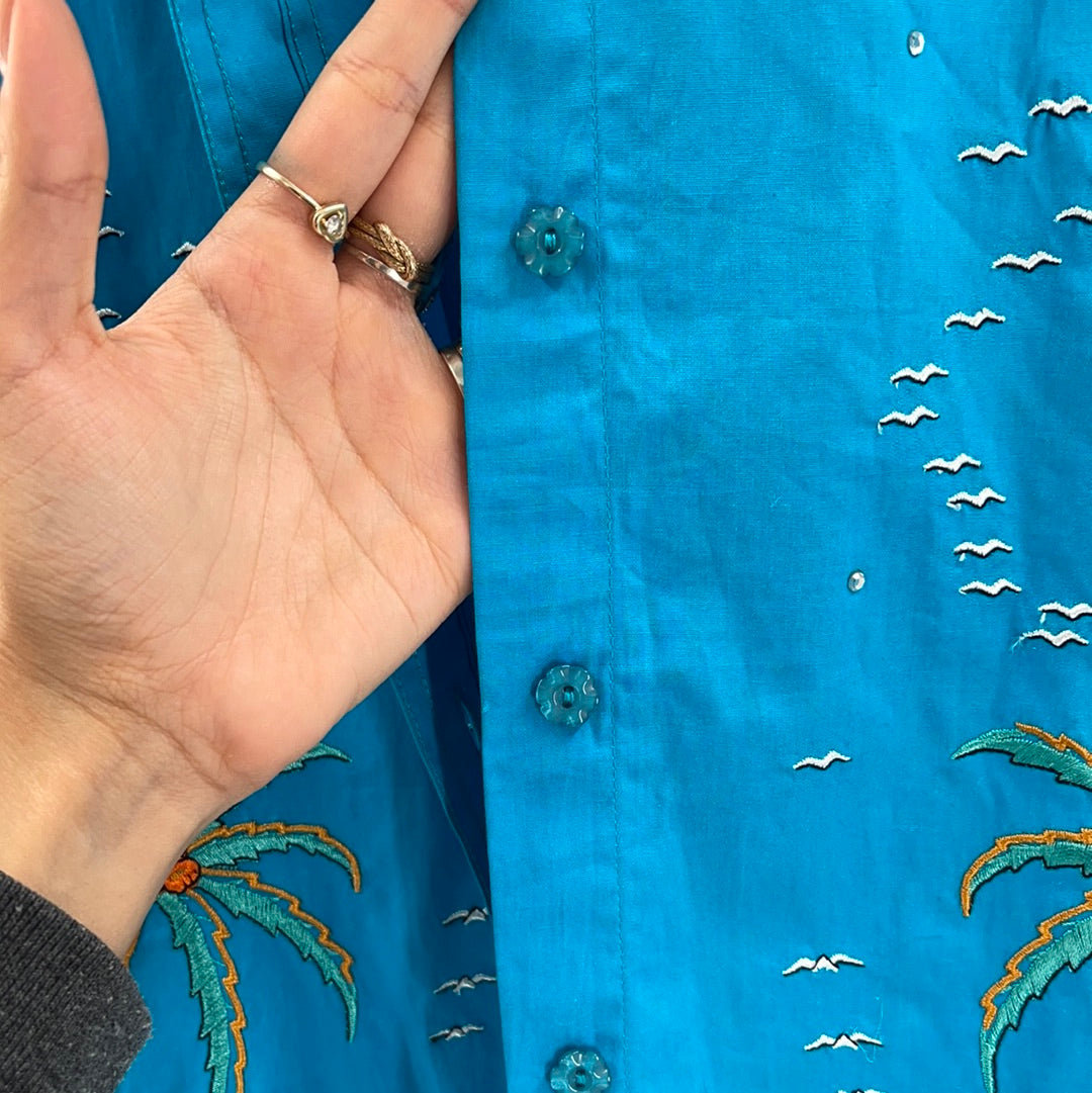 Vintage Embroidered Button Up (XXL)