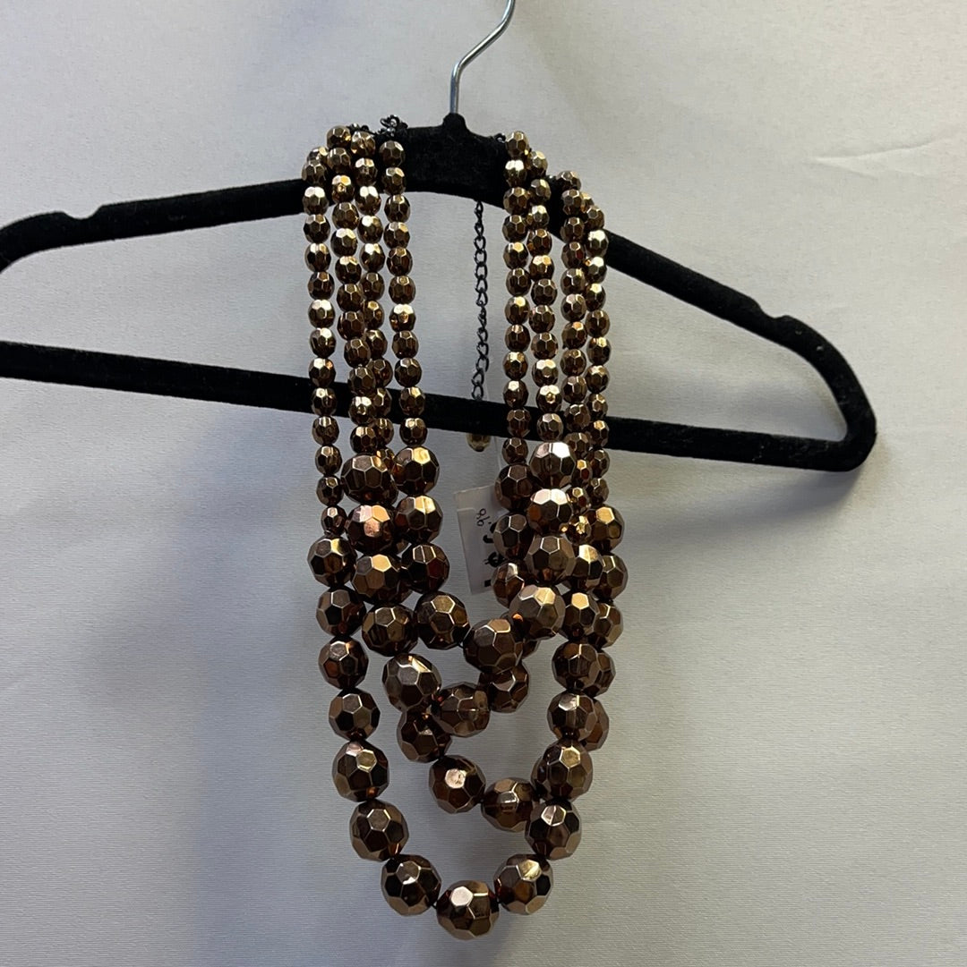 Bronze disco ball layered necklace