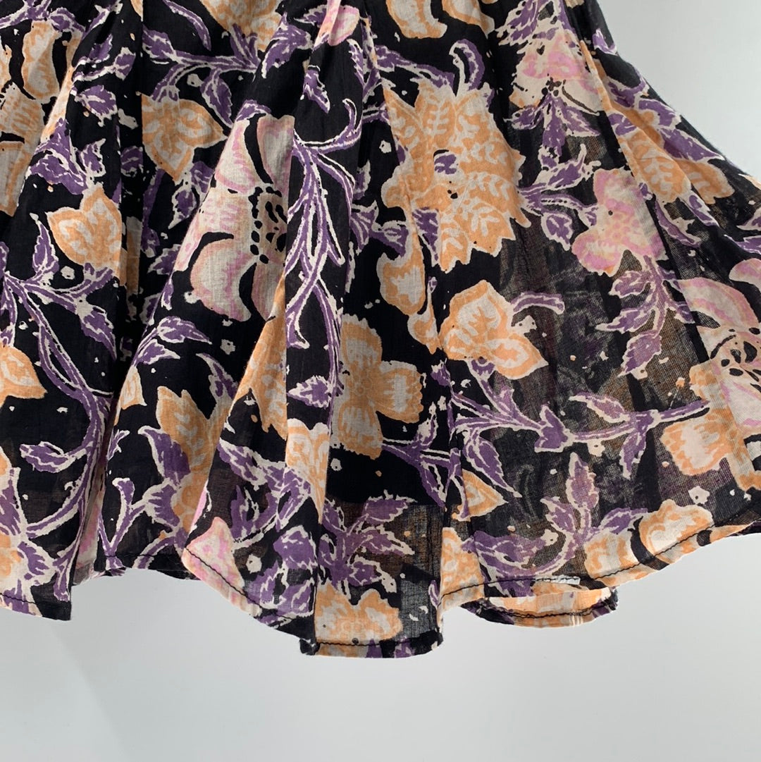 Free People Mini Skirt Purple and Yellow Floral Print (Size 4)