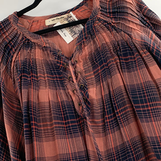 Free People Plaid Prairie Top (XS)