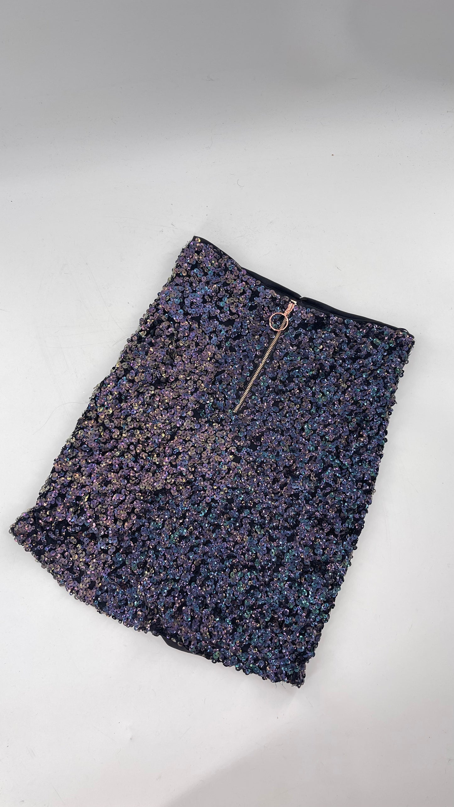 Free People Navy/Indigo Iridescent Sequin Skirt (XS)