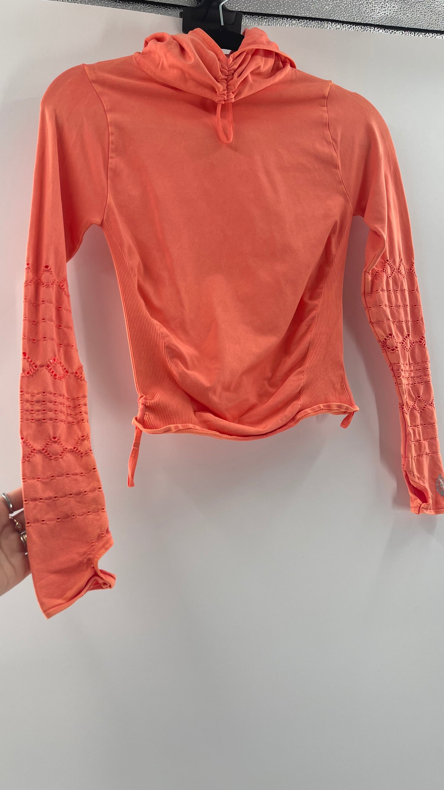 Free People MovementGood Karma Neon Orange Hooded Long Sleeve (XS/S)