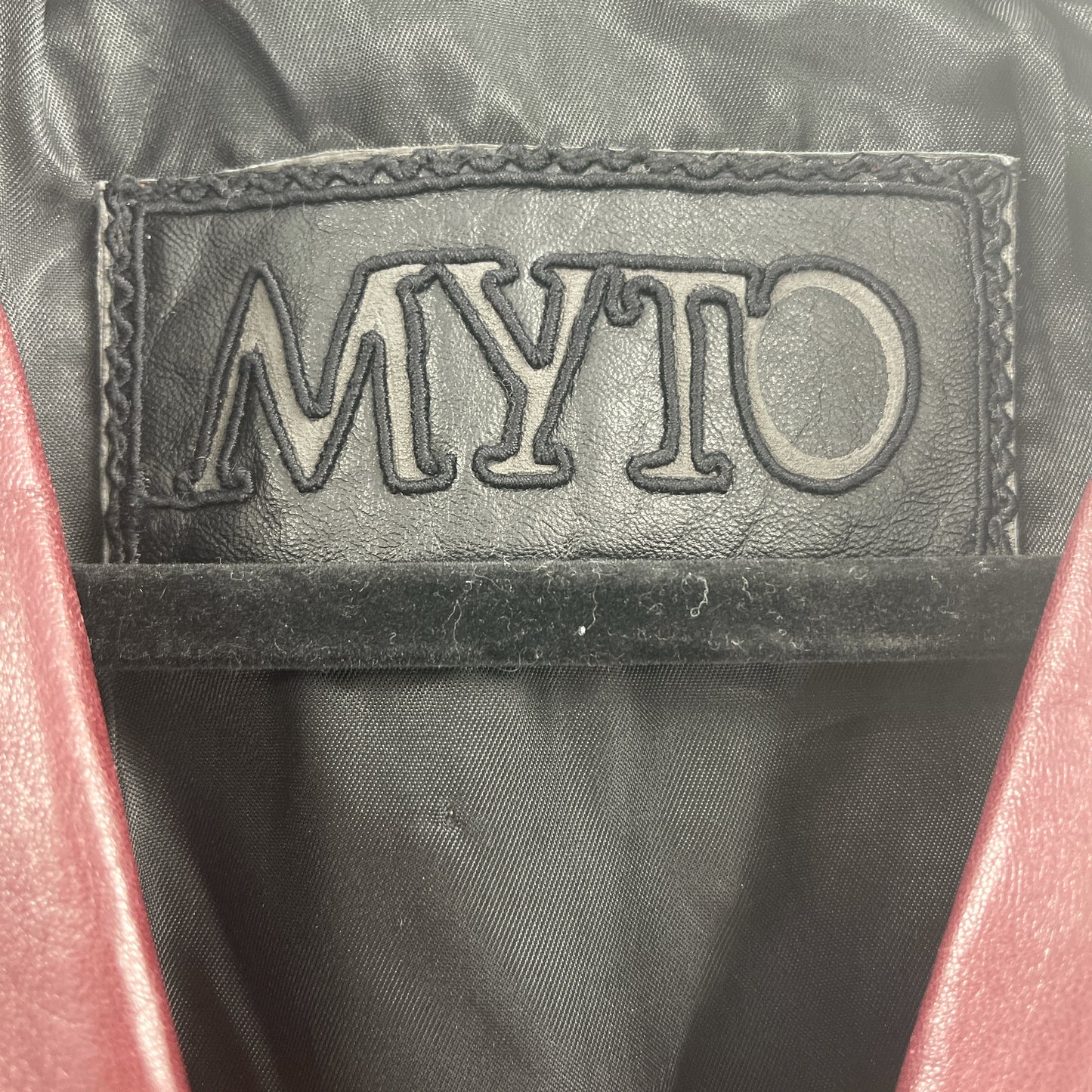 Vintage Burgundy Leather Motto Jacket (40”)