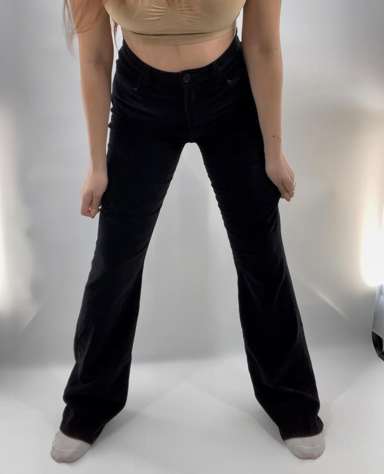 Reformation Black Velvet Pants with stitching on Butt (Sz 28)