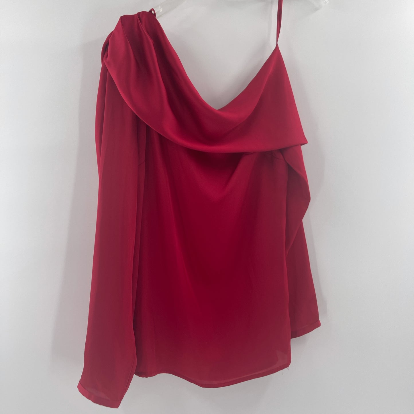 Silky red magenta off the shoulder blouse (8)