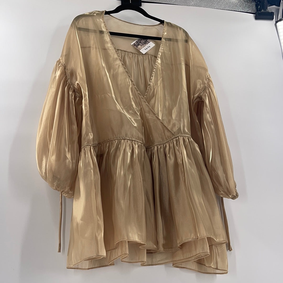 Free People Liquid Gold Organza Dress (M)