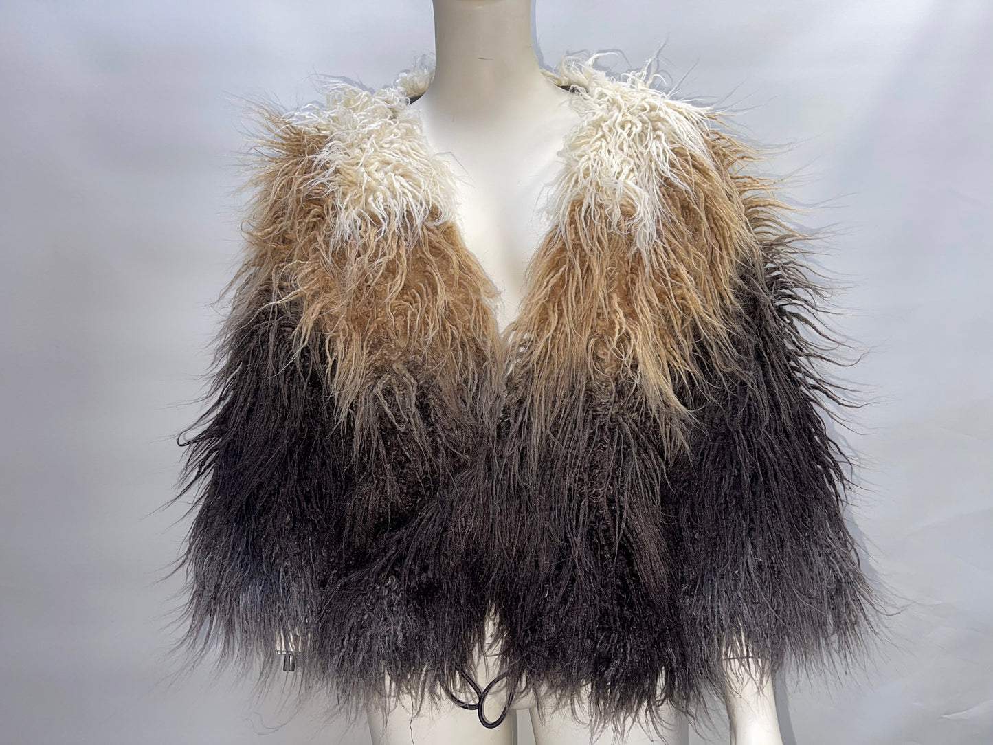 Free People One Terra Faux Fur Shaggy Ombre Coat  Brow (Size M)