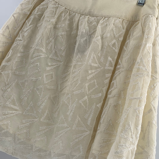 Free People - White Triangle Mesh Mini Skirt (Size Large)