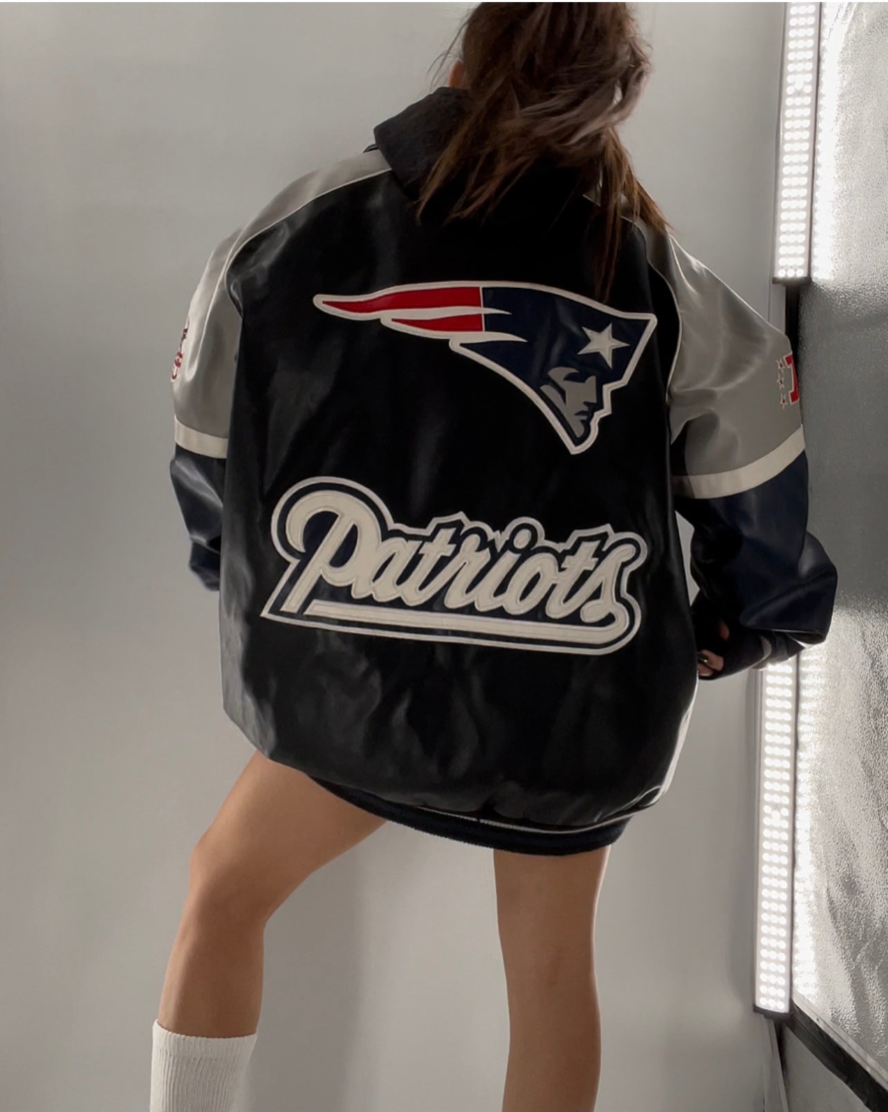 Patriots Leather Logo Bomber (XXL)