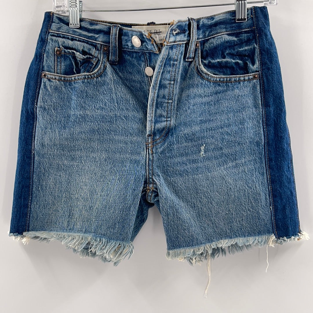 Free People - Raw Hem Button Up Jean Shorts (Size 24)