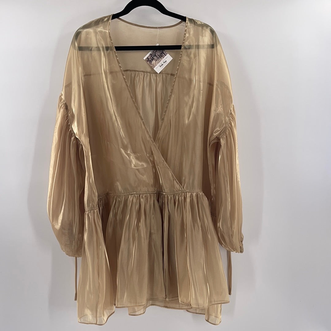 Free People Liquid Gold Organza Dress (M)