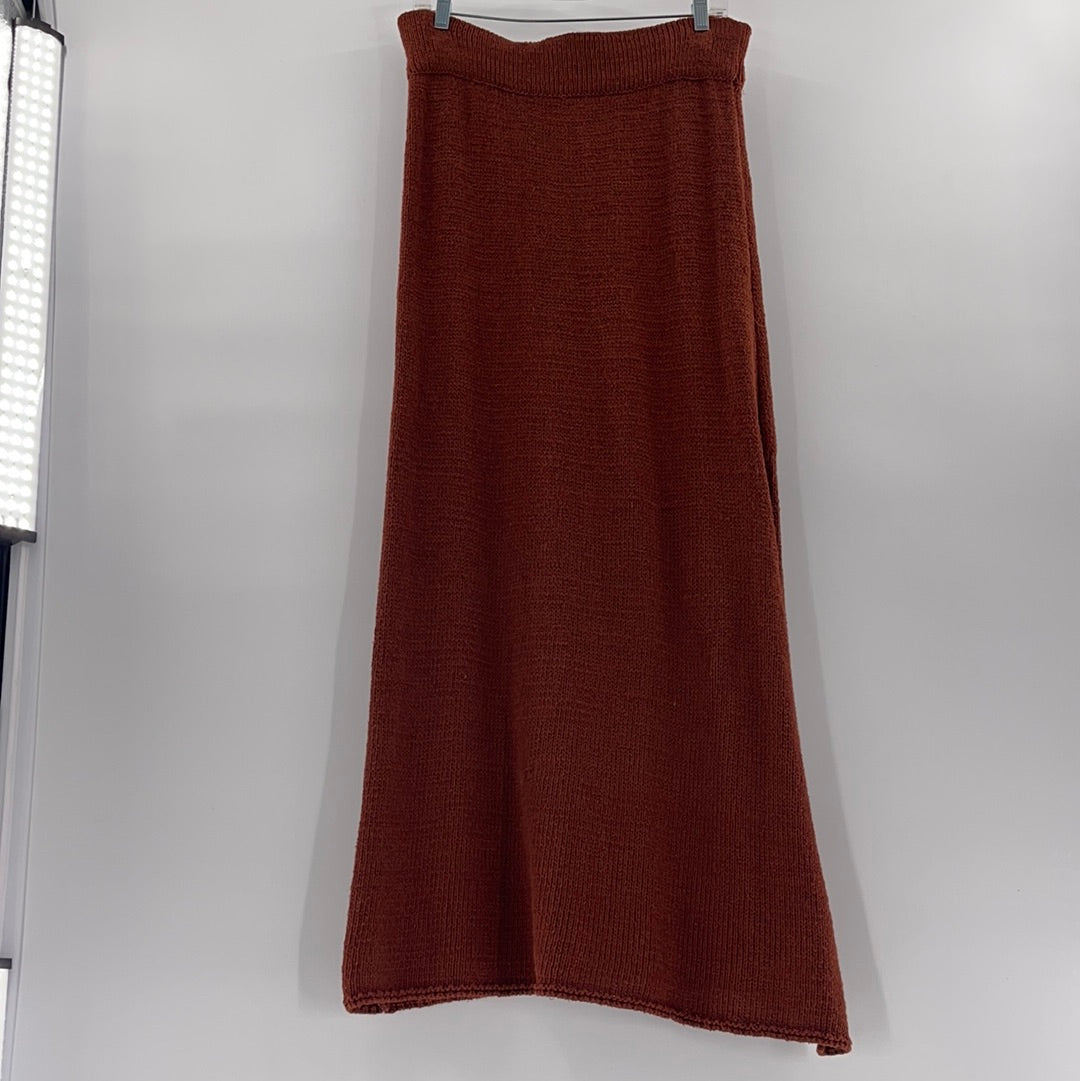Free People - Brown Knit Long Skirt (Size Large)
