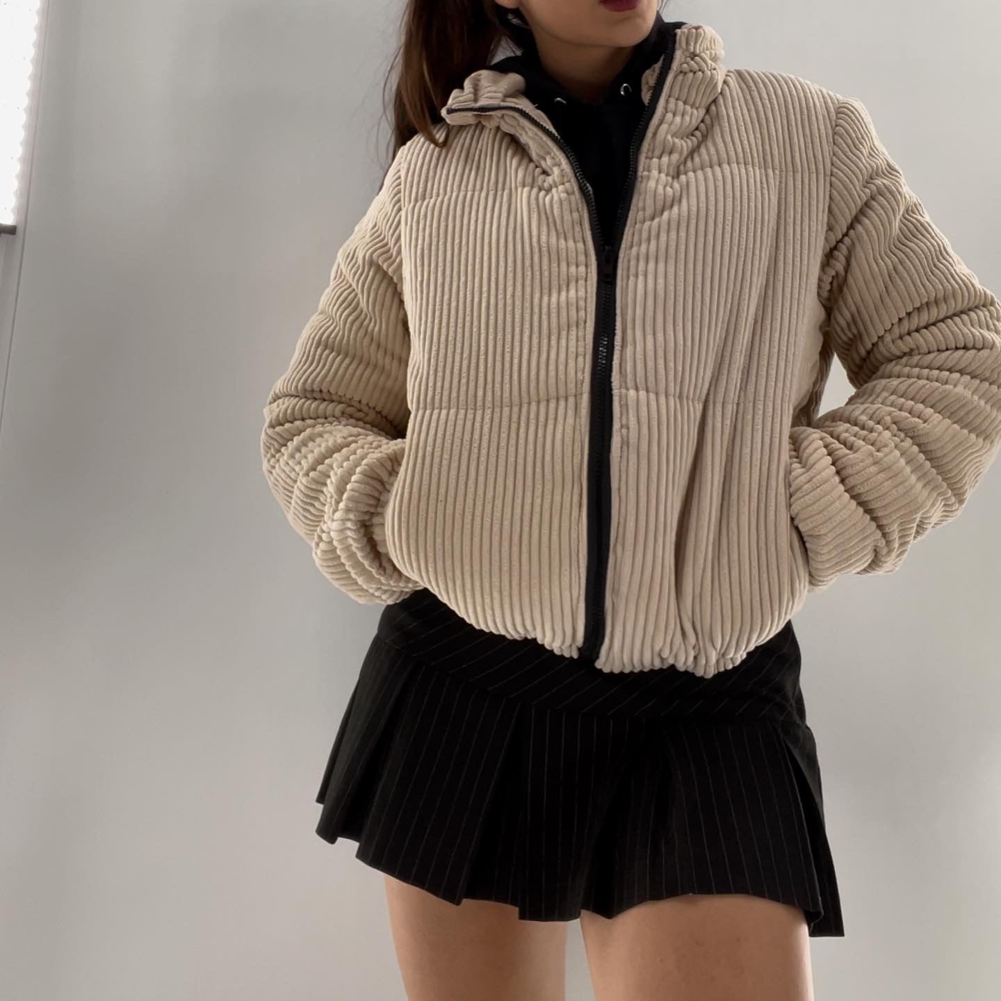 Beige Corduroy PufferJacket (S/M)