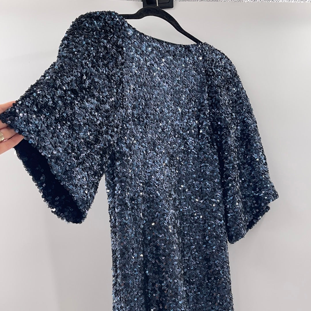 Free People - Deep Blue Sequin Mini Dress (4)