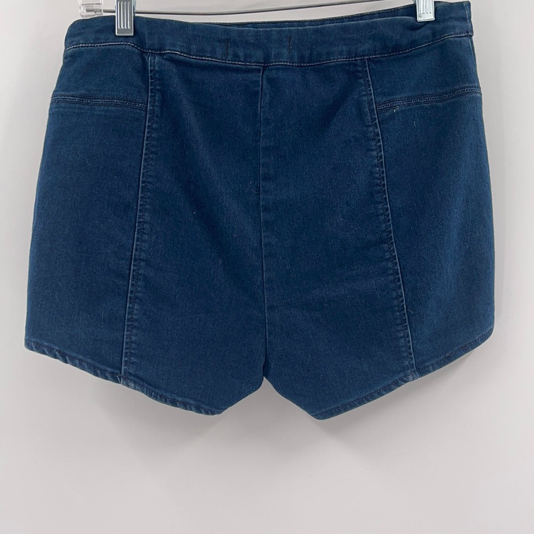 Free People Dark Denin Side Zipper Shorts (Size 30)