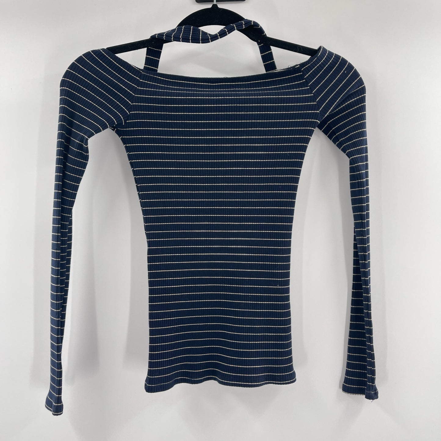 Reformation Navy Knit Striped Long Sleeve (S)