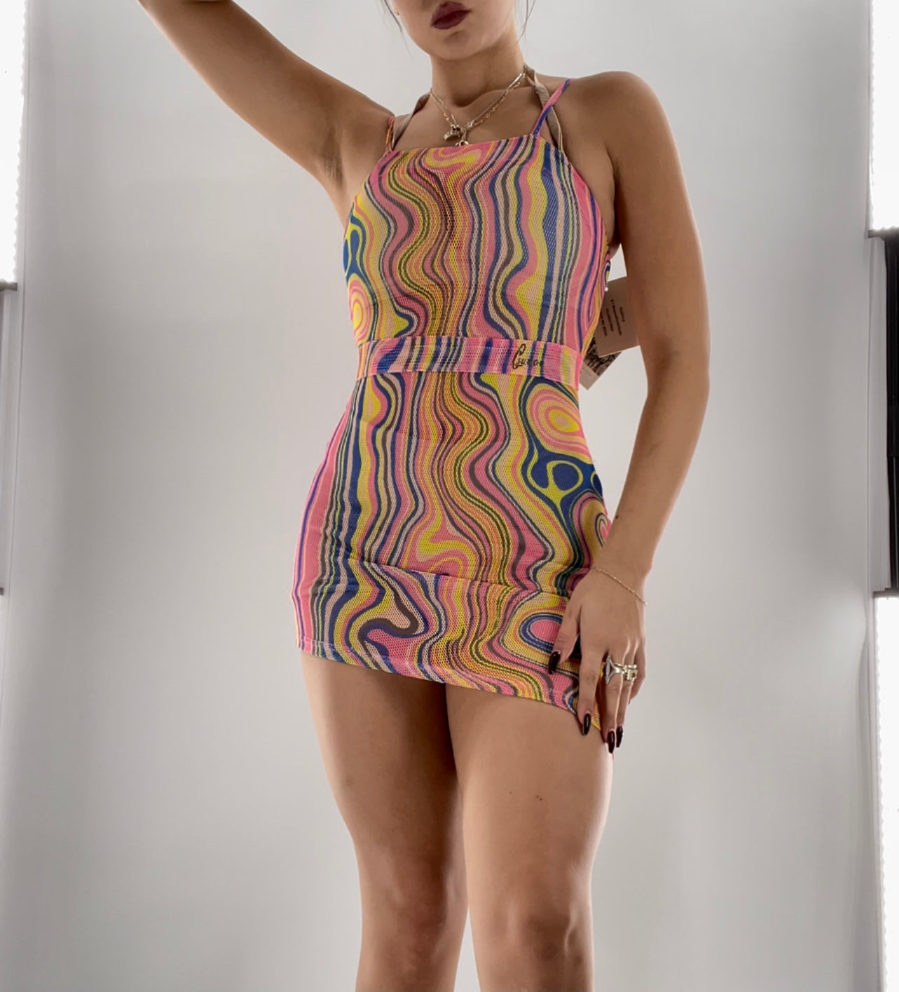 rainbow mesh mini dress Ride The Rainbow Mesh Mini Dress