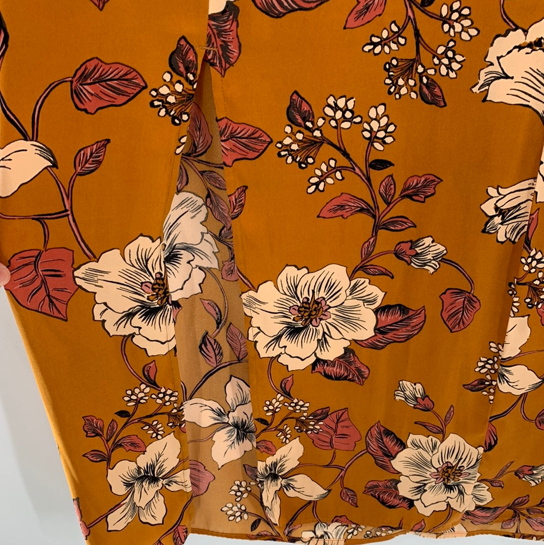 Saltwater Anthropologie - Brown / Burnt Orange Flower Maxi Dress (Size Medium)
