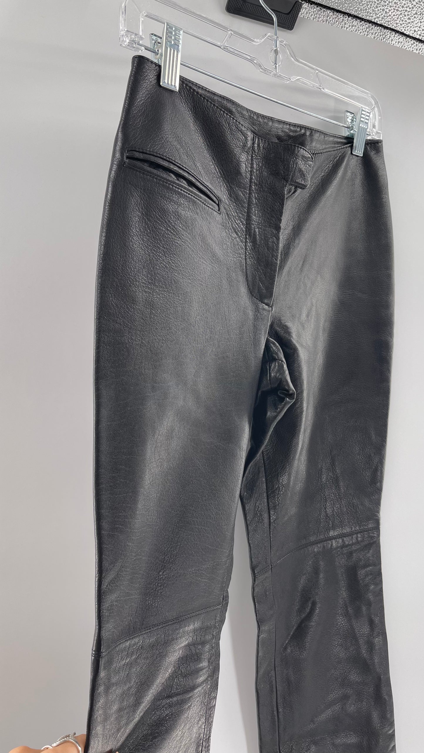 Vintage Márcia Italian Lamb Leather Kick Flare Trouser Pants (00)