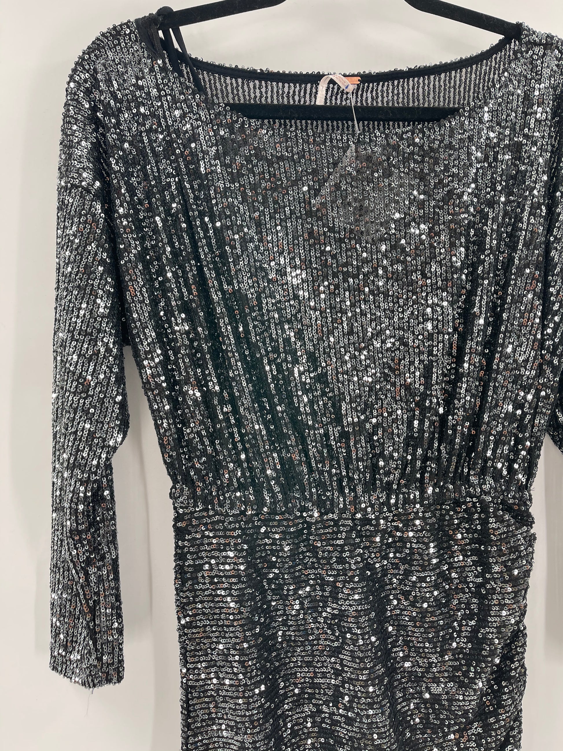 free people silver sequin dress FREE PEOPLE Sequin MANUKA Mini Dress