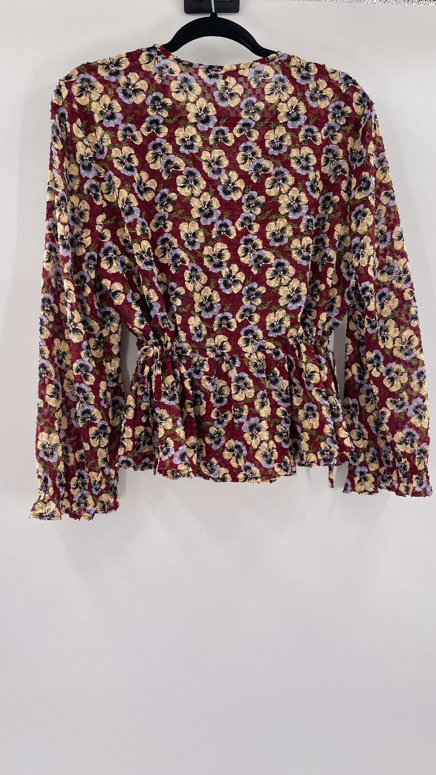 Madewell Burgundy Floral Blouse (Large)