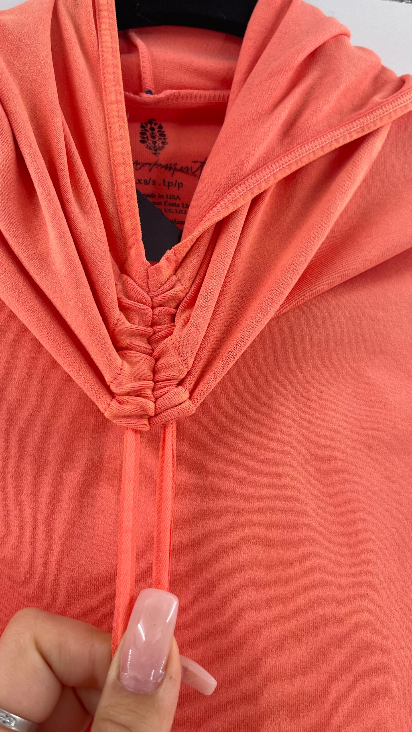 Free People MovementGood Karma Neon Orange Hooded Long Sleeve (XS/S)