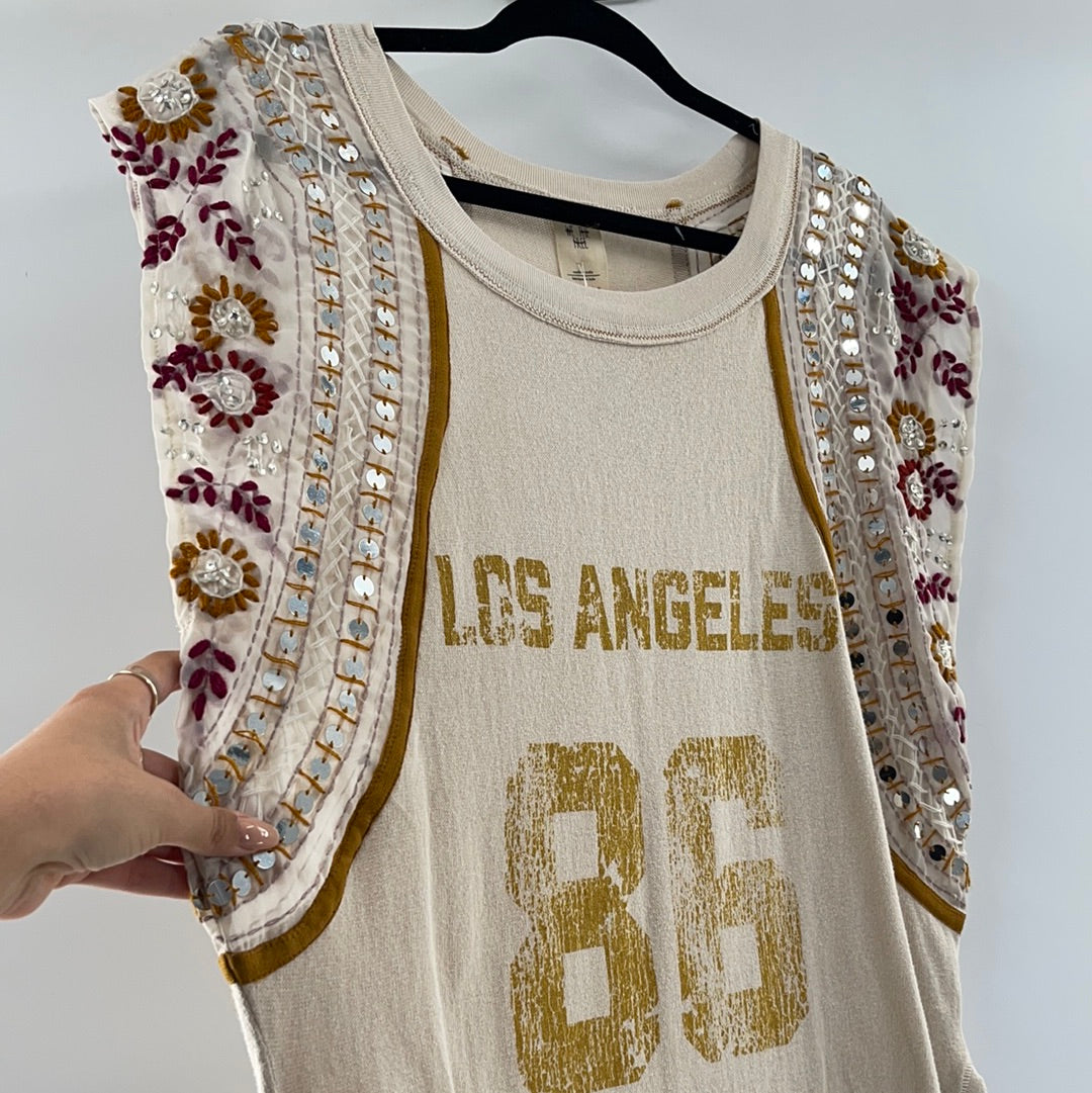 Free People Cotton Embellished Jersey