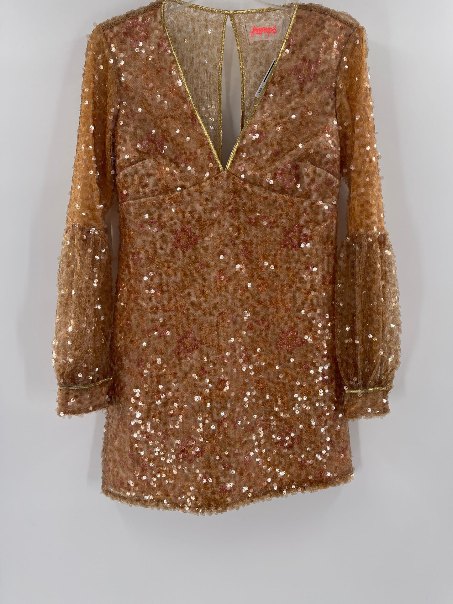 Free People Gold Sequin + Tapestry Dress (2)