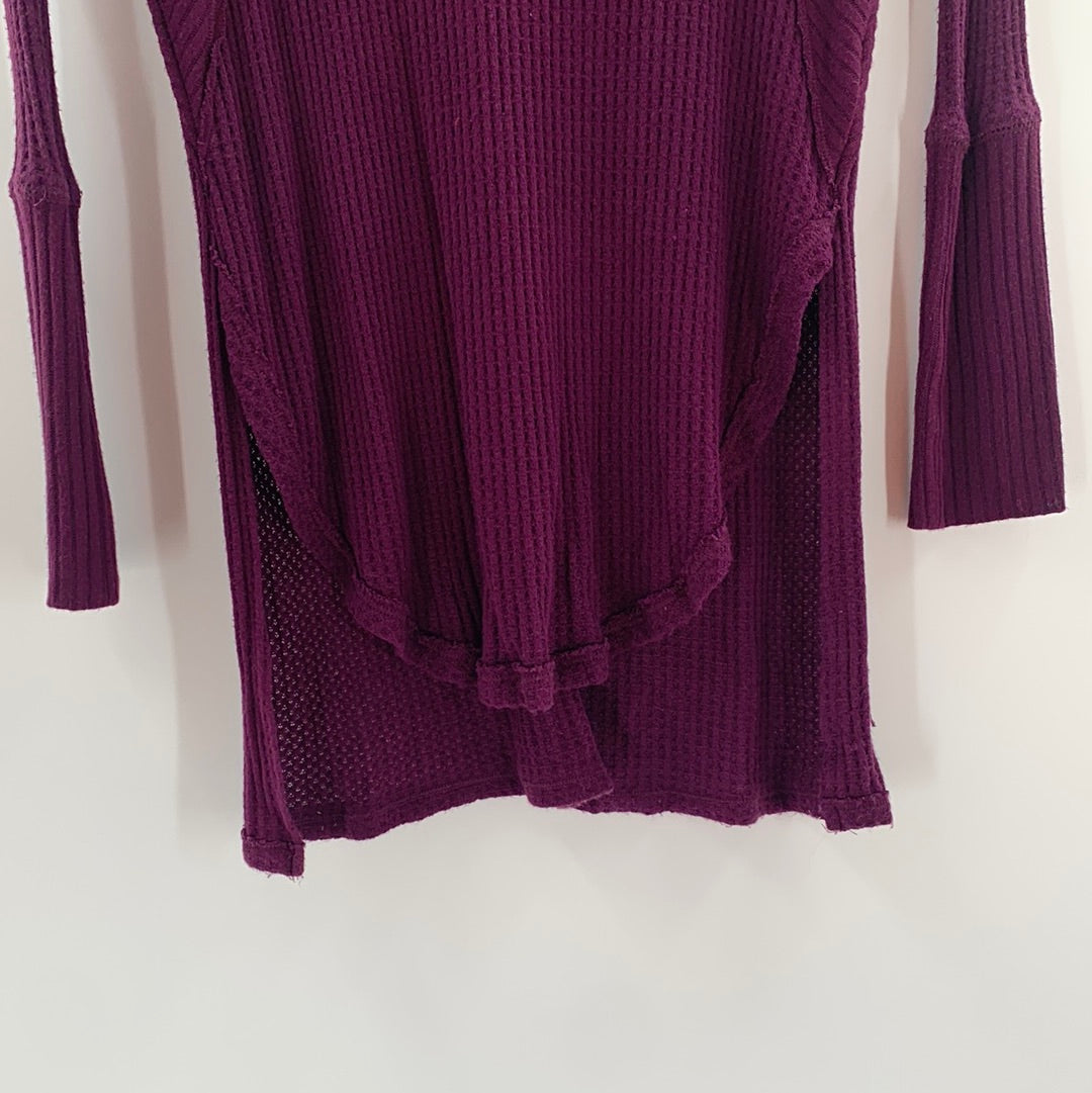 Free People Plum Waffle Knit Top (XS)