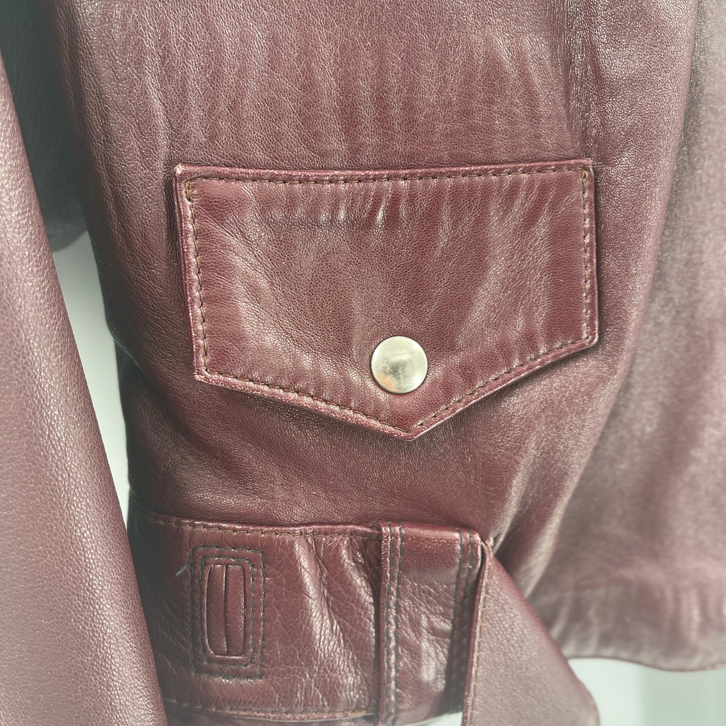 Vintage Burgundy Leather Motto Jacket (40”)