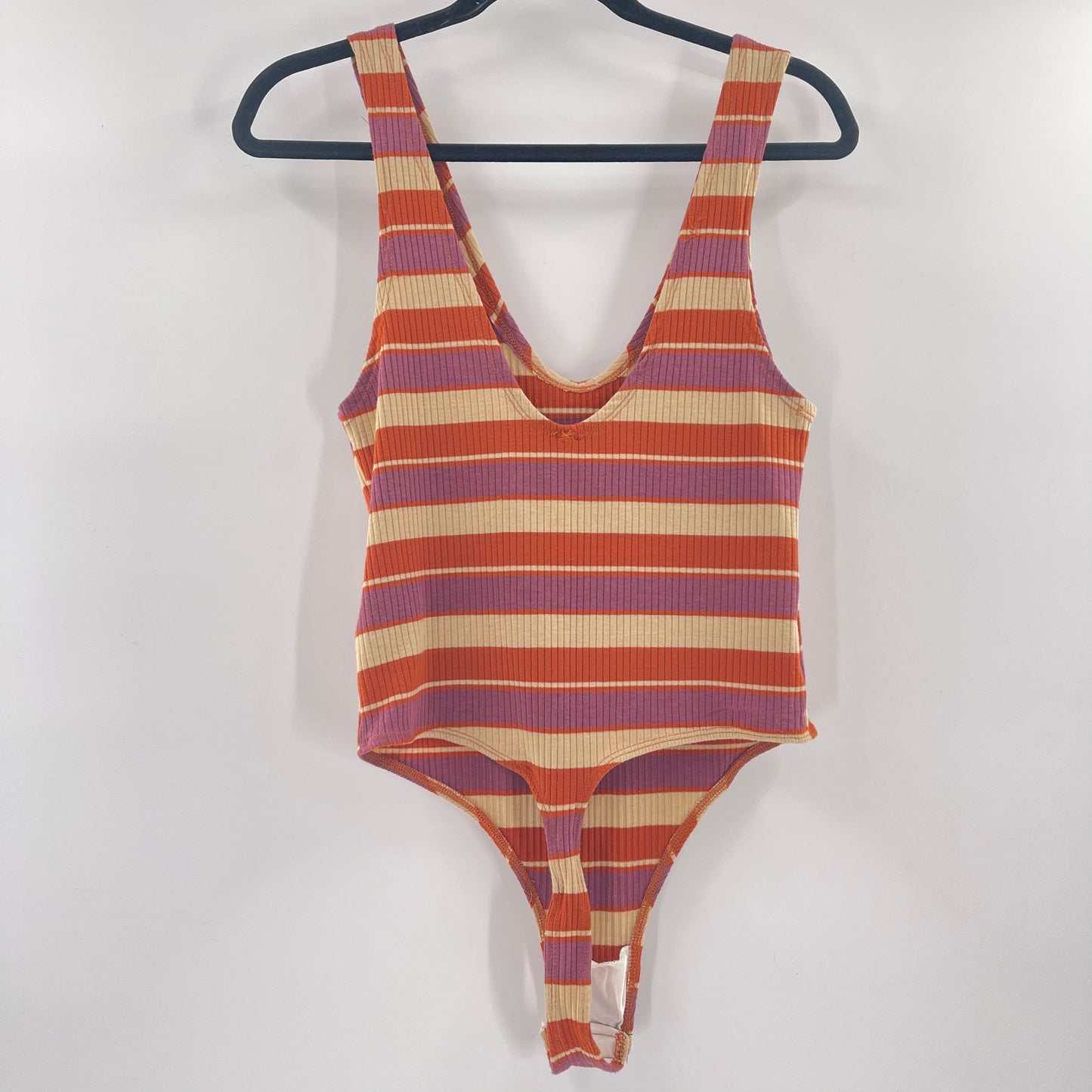 Free People Striped, Ribbed Bodysuit (M)